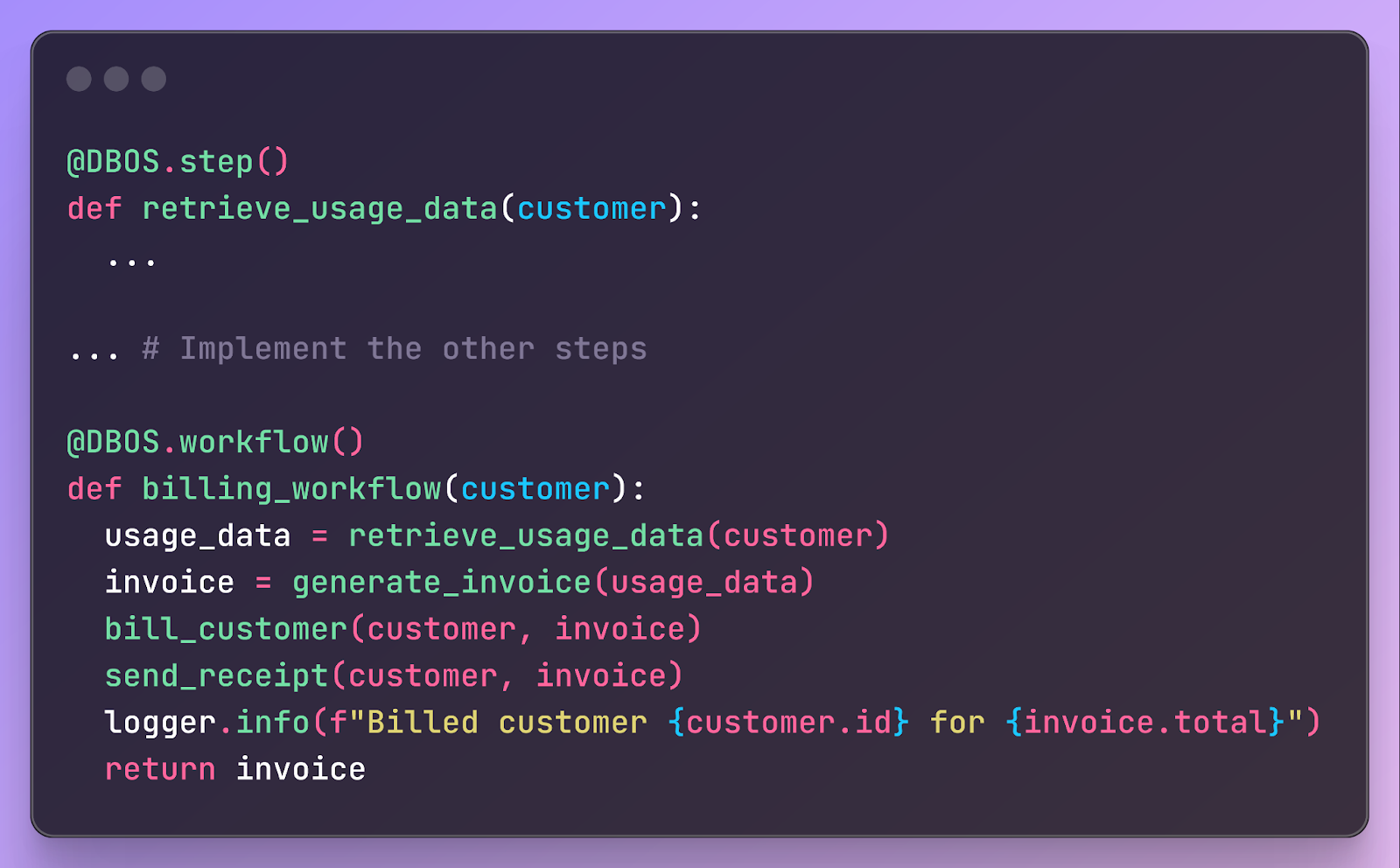 DBOS Transact durable workflow executioin library code example