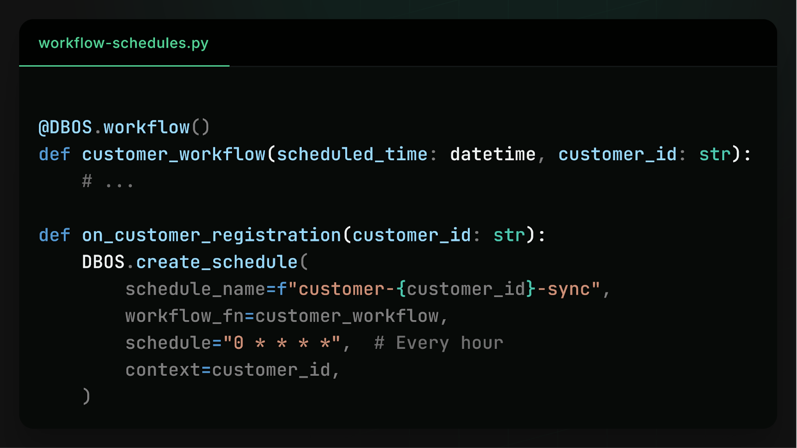 How to dynamically define durable workflow schedules