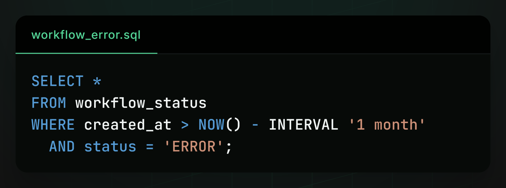 SQL Query to analyze durable workflow execution observability data