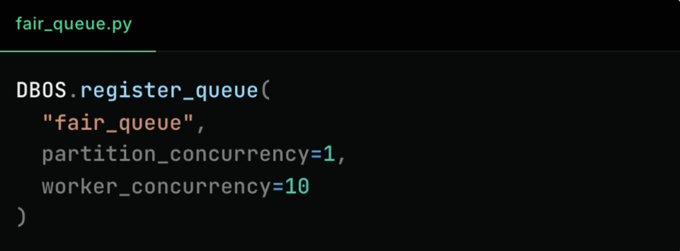 DBOS fair queuing code example